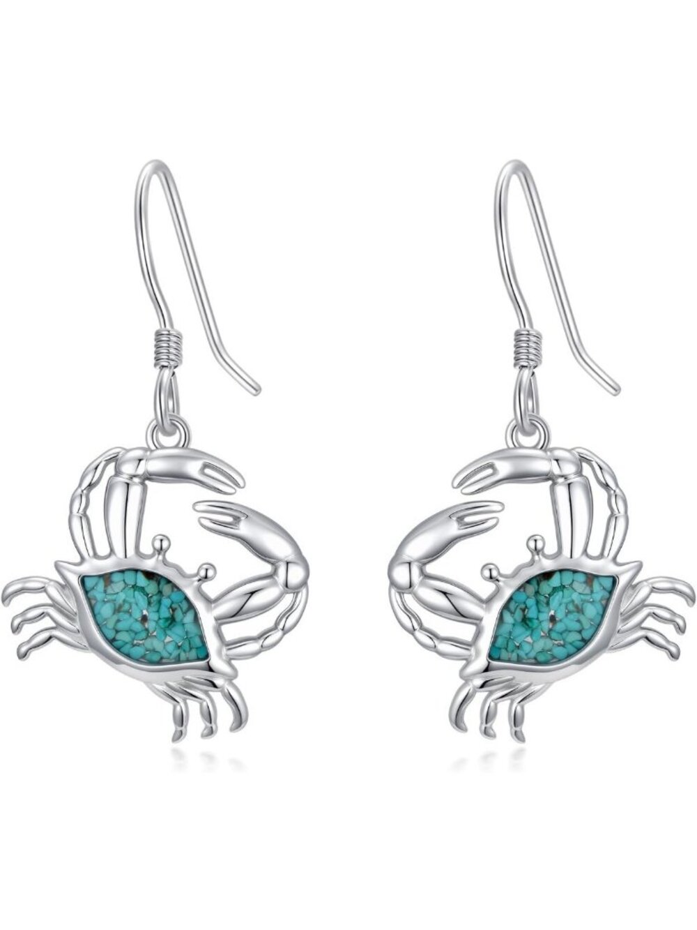Turquoise Sea Animal Dangle Earrings - 925 Sterling Silver Beach Jewelry Gift